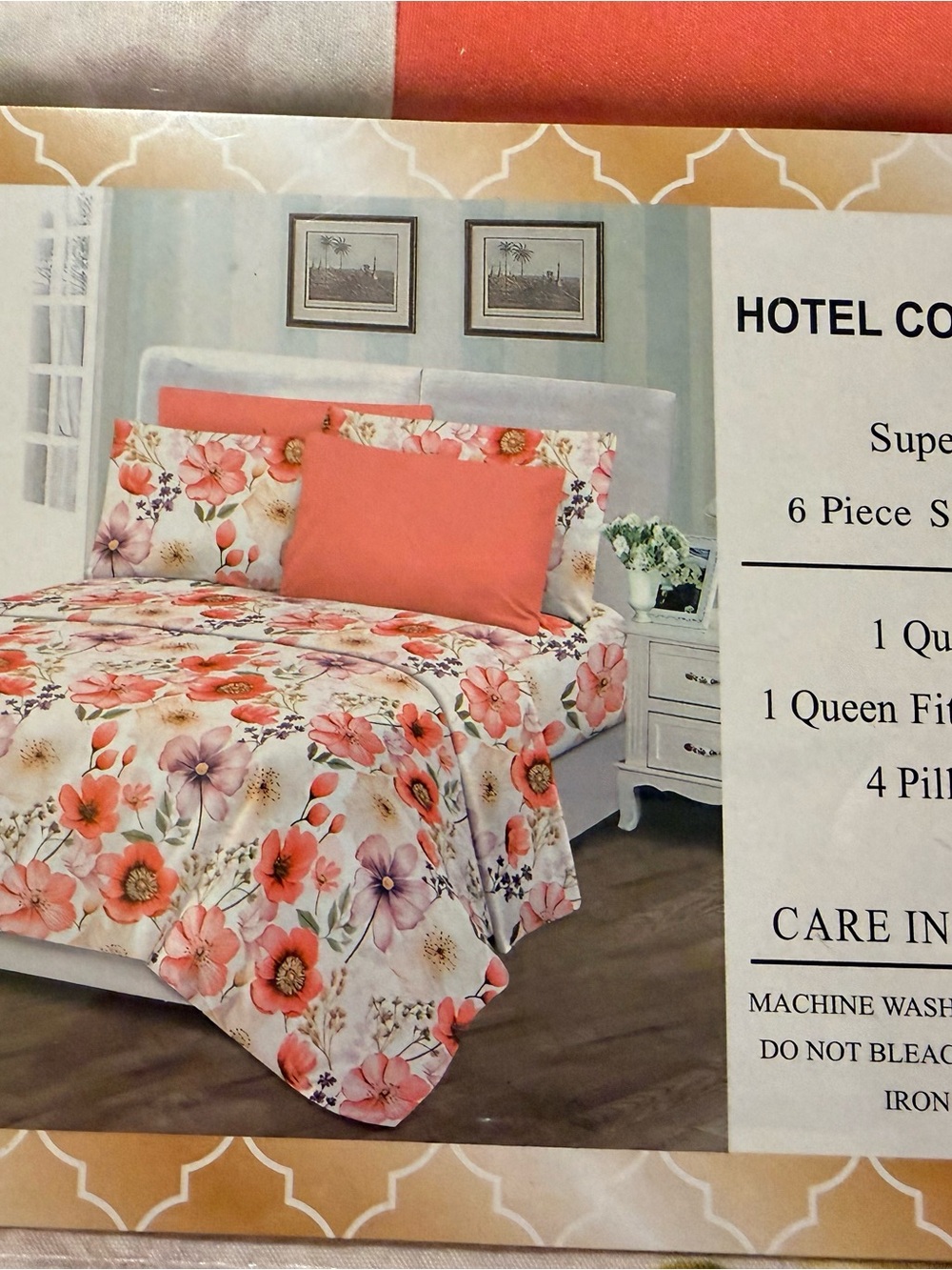 Hotel Collection Coral and White Floral Comforter Set